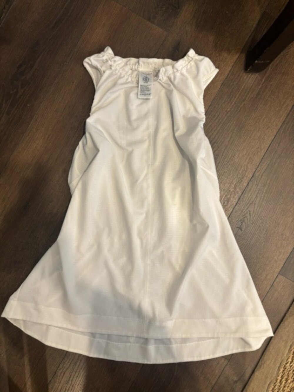 ATHLETA White Ruffle Neck Sinch Back Tank
